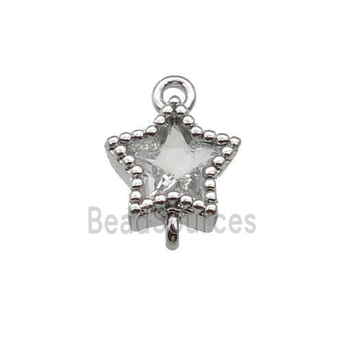 copper star connector paved zircon, platinum plated