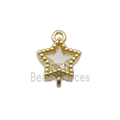 copper star connector paved zircon, gold plated