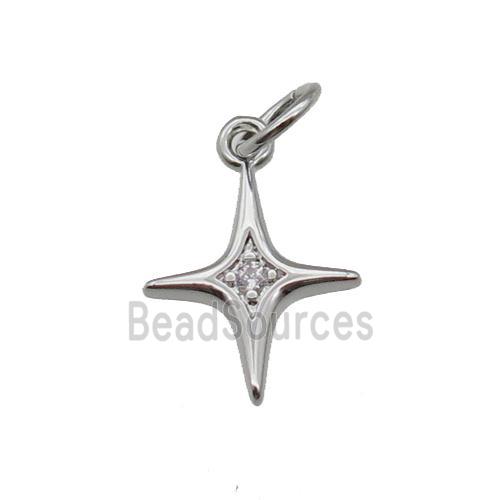 copper star pendant pave zircon, platinum plated