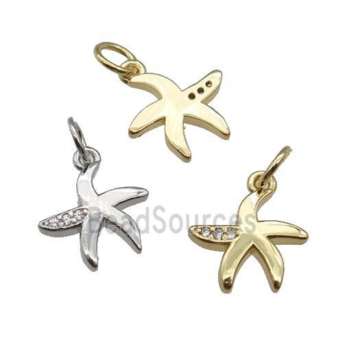 copper starfish pendant pave zircon, mixed