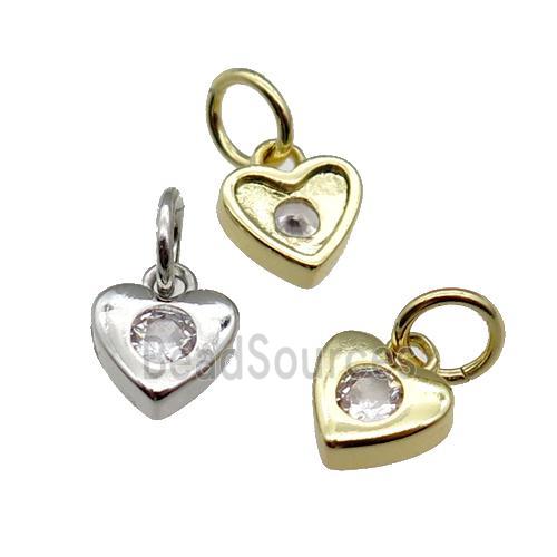 copper heart pendant pave zircon, mixed