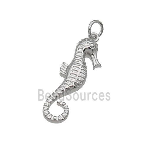 copper seahorse pendant, platinum plated