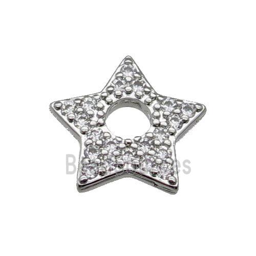 copper star pendant pave zircon, platinum plated