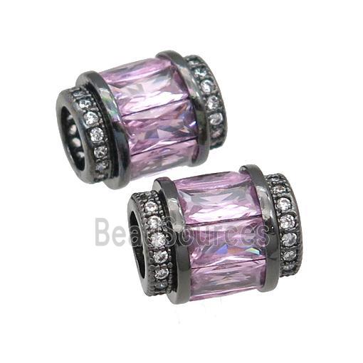 copper tube beads pave pink zircon, black plated