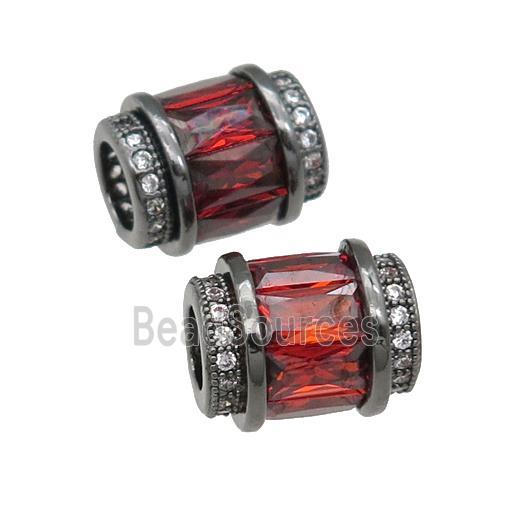 copper tube beads pave red zircon, black plated