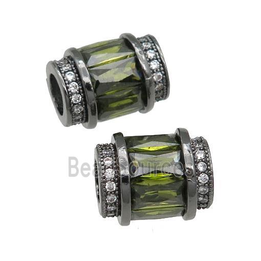 copper tube beads pave green zircon, black plated