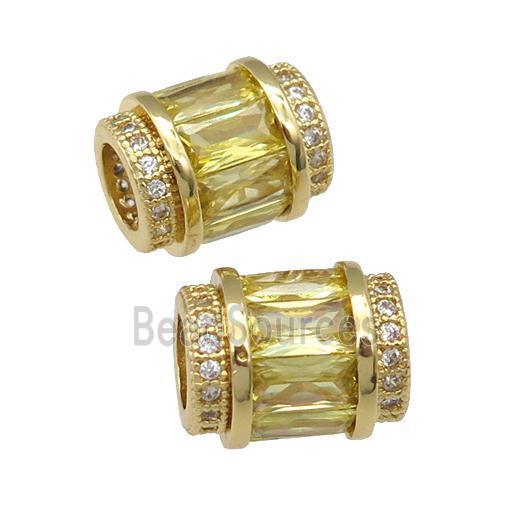 copper tube beads pave olive zircon, gold plated