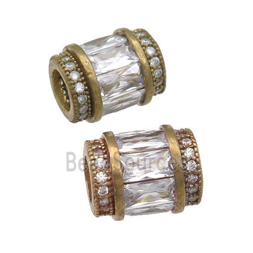 raw brass tube beads pave zircon, large hole