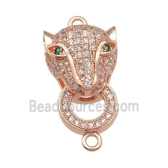 copper Leopard connector pave zircon, rose gold