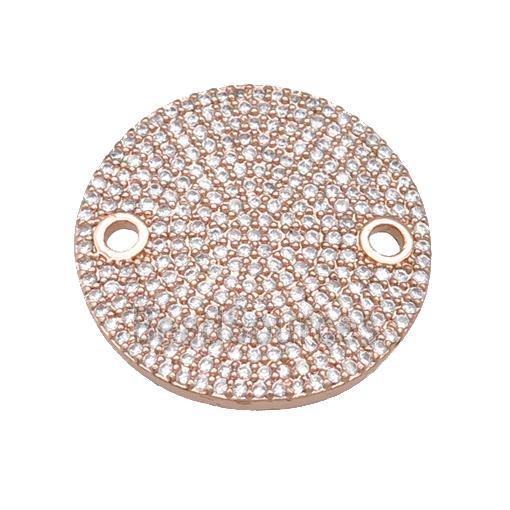 copper circle connector pave zircon, rose gold