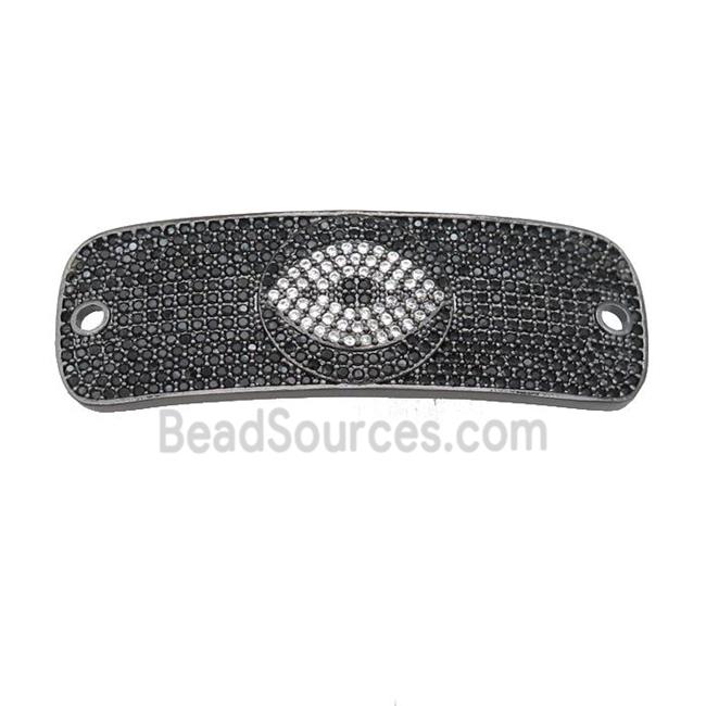 copper rectangle connector pave zircon, black plated