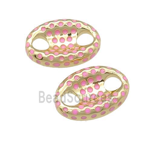 copper connector with pink enamel, pignose, gold plated