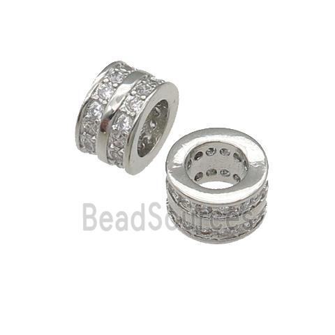 copper heishi beads pave zircon, platinum plated