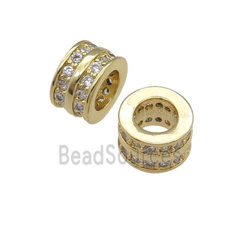 copper heishi beads pave zircon, gold plated