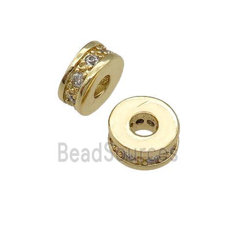 copper heishi beads pave zircon, gold plated