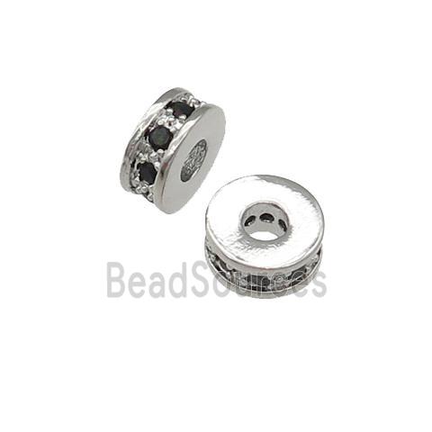 copper heishi beads pave zircon, platinum plated