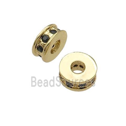 copper heishi beads pave zircon, gold plated