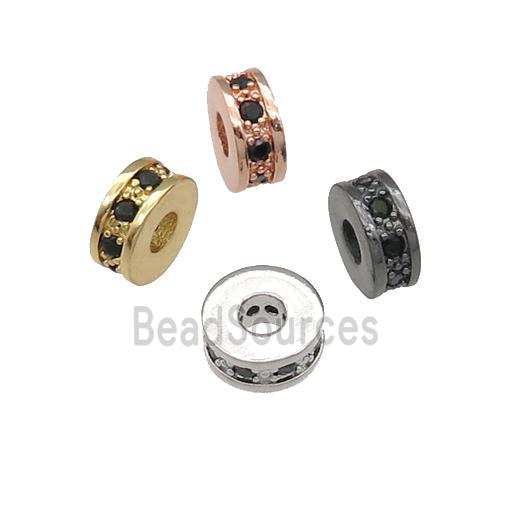 copper heishi spacer beads pave zircon, large hole, mixed