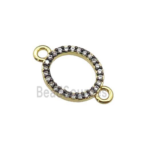 copper circle connector pave zircon, gold plated