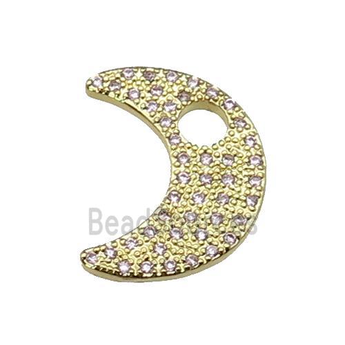 copper moon pendant pave zircon, gold plated