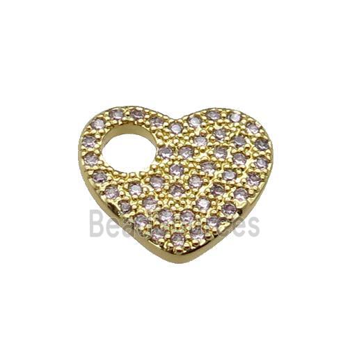 copper Heart pendant pave zircon, gold plated