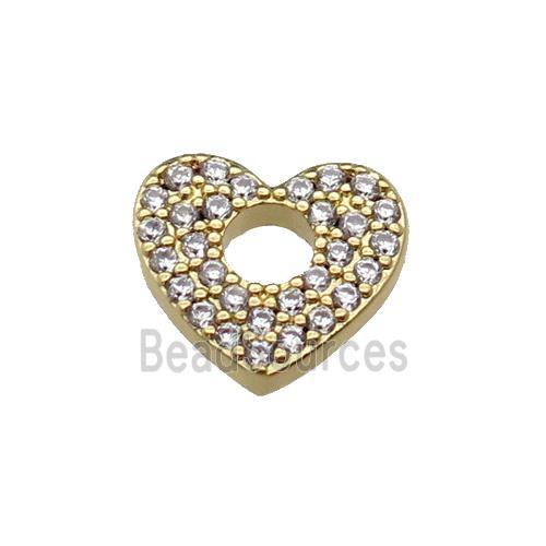 copper Heart pendant pave zircon, gold plated