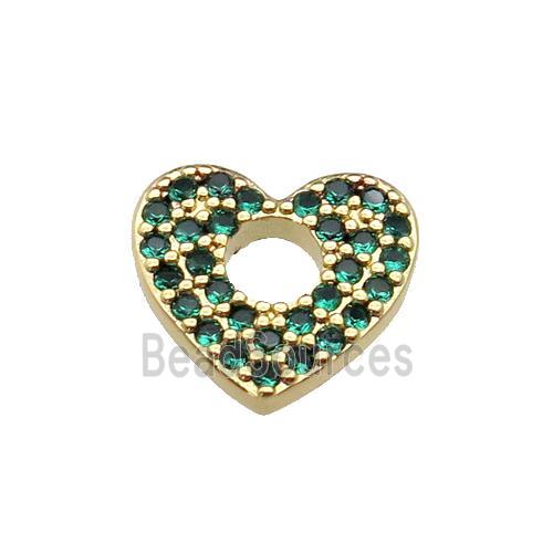 copper Heart pendant pave green zircon, gold plated