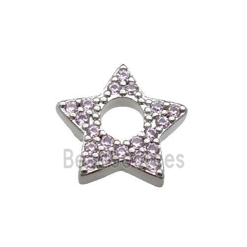 copper star pendant pave zircon, platinum plated