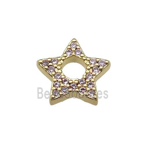 copper star pendant pave zircon, gold plated