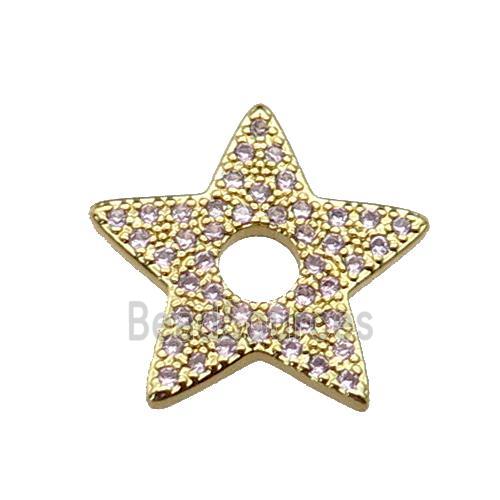 copper star pendant pave zircon, gold plated