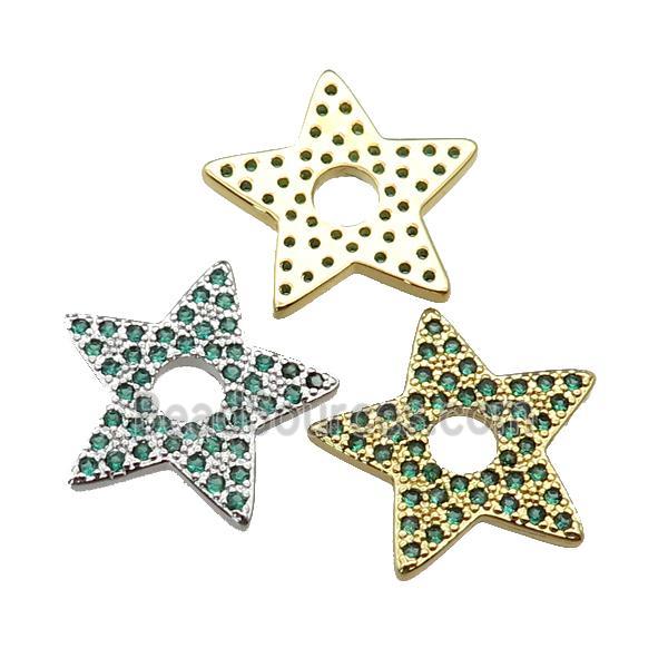 copper star pendant pave green zircon, mixed