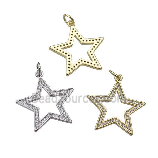 copper star pendant pave zircon, mixed