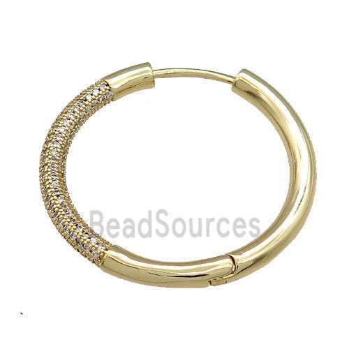 copper Hoop Earring pave zircon, gold plated