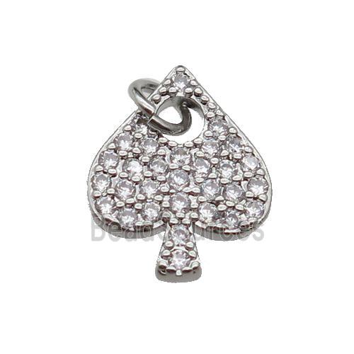 copper Heart pendant pave zircon, platinum plated