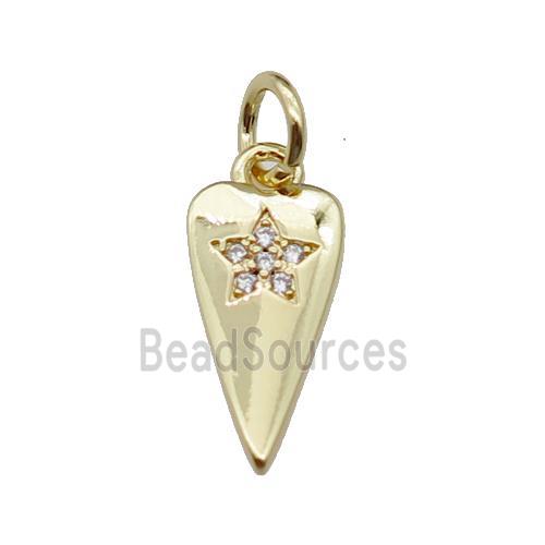 copper dart star pendant pave zircon, gold plated