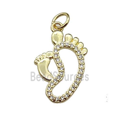 copper babyfeet pendant pave zircon, gold plated