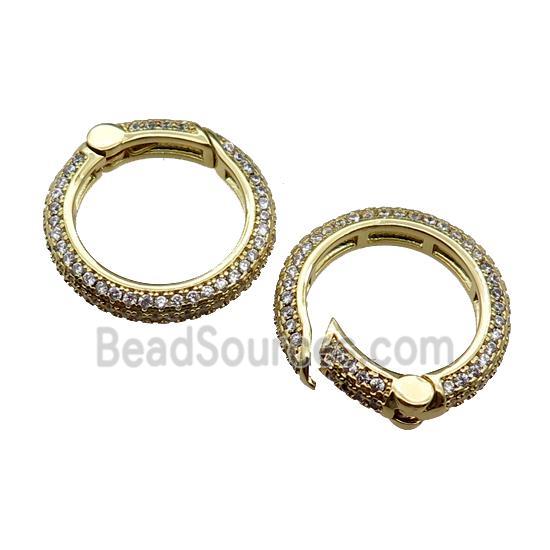 copper Carabiner Clasp pave zircon, gold plated