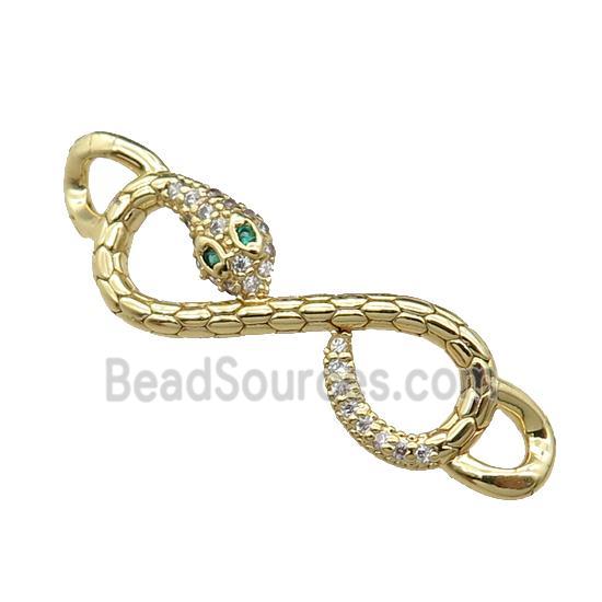 copper Snake connector pave zircon, gold plated