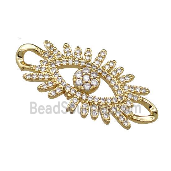 copper Eye connector pave zircon, gold plated