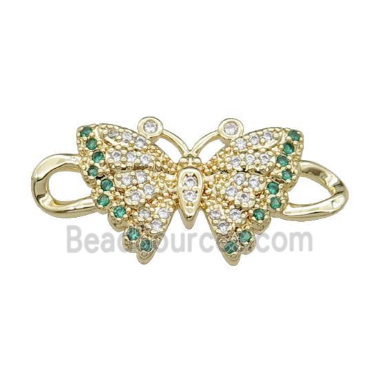 copper Butterfly connector pave zircon, gold plated