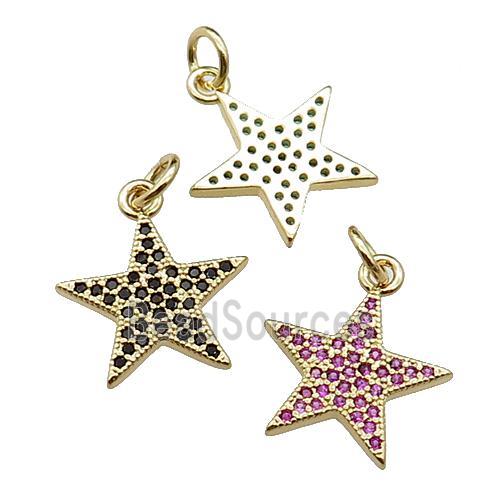 copper star pendant pave zircon,mixed, gold plated