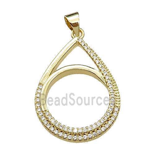 copper teardrop pendant pave zircon, gold plated