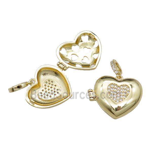 copper Heart wishbox pendant pave zircon, gold plated