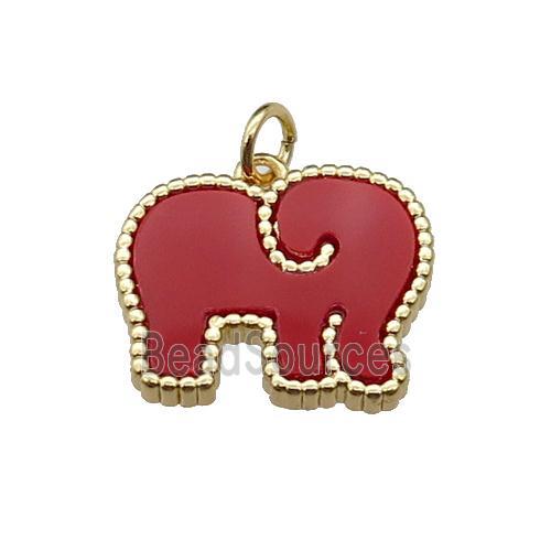 copper Elephant pendant pave stone, gold plated