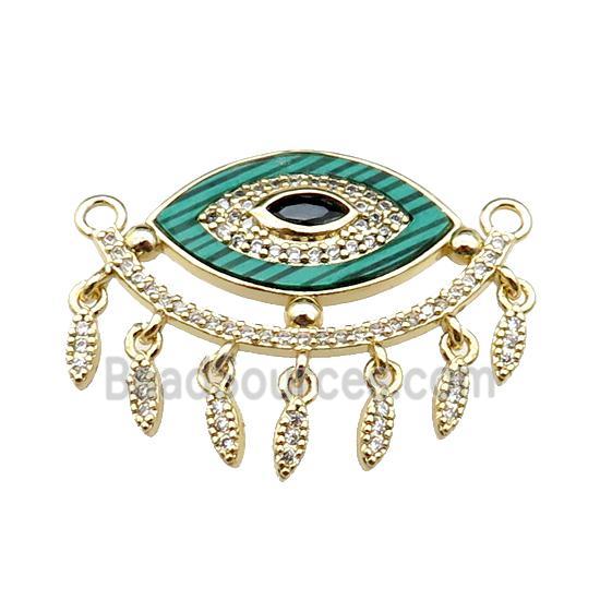 copper Eye pendant pave malachite zircon, gold plated