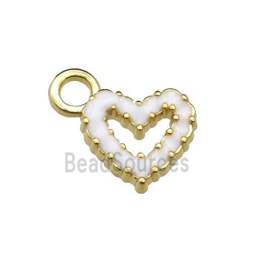 copper Heart pendant with white enamel, gold plated