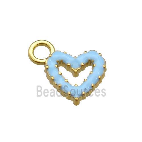 copper Heart pendant with blue enamel, gold plated