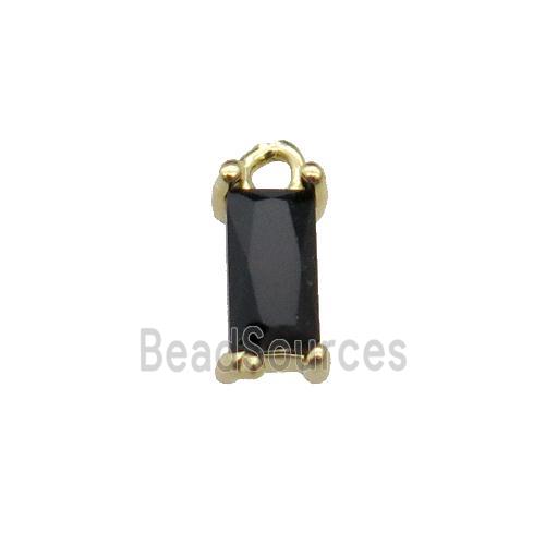 copper rectangle pendant pave black zircon, gold plated