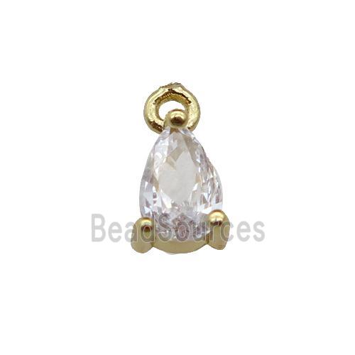 copper teardrop pendant pave zircon, gold plated