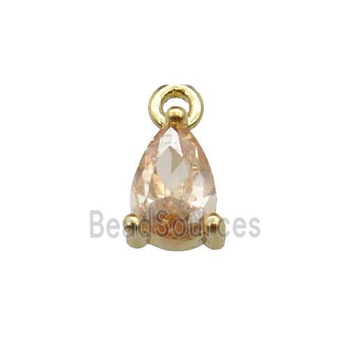 copper teardrop pendant pave gold zircon, gold plated